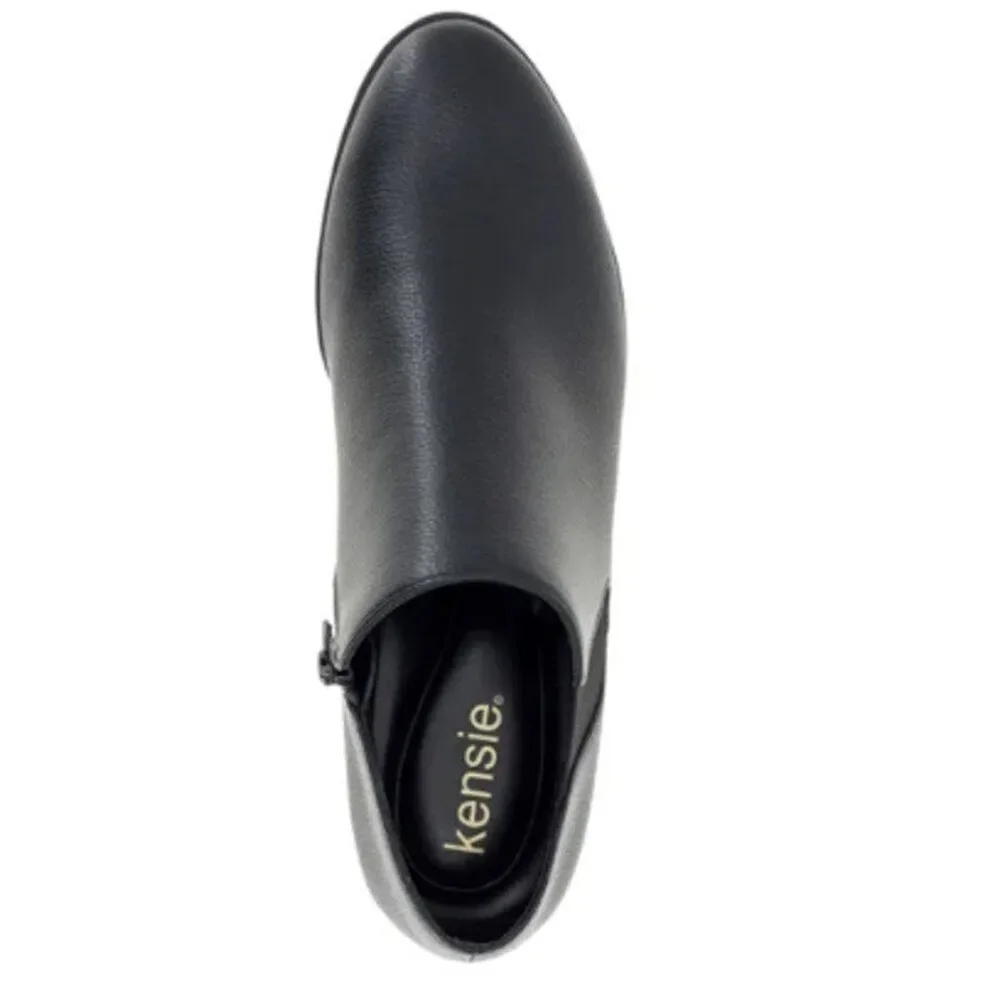 New in Box Kensie Womens Size 6.5 Black Faux Leather Sammy Ankle Booties Boots